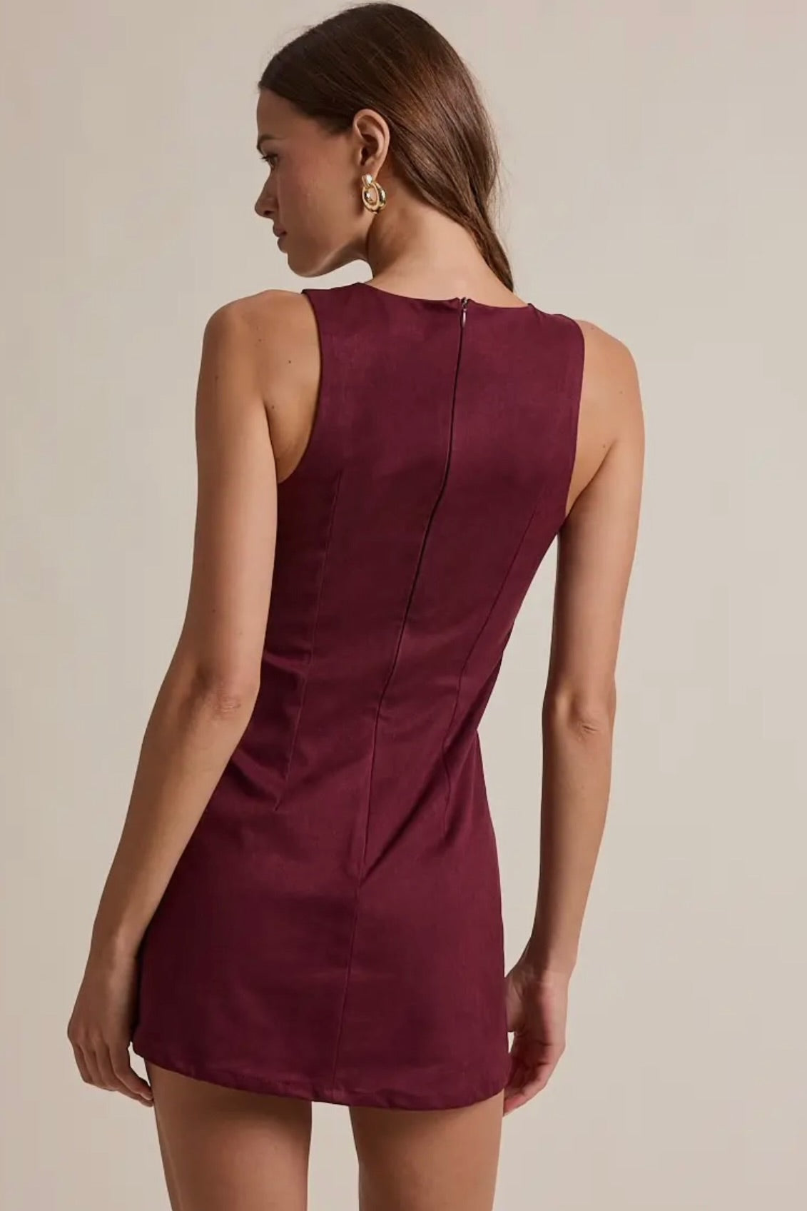 Merlot Suede dress with shorts