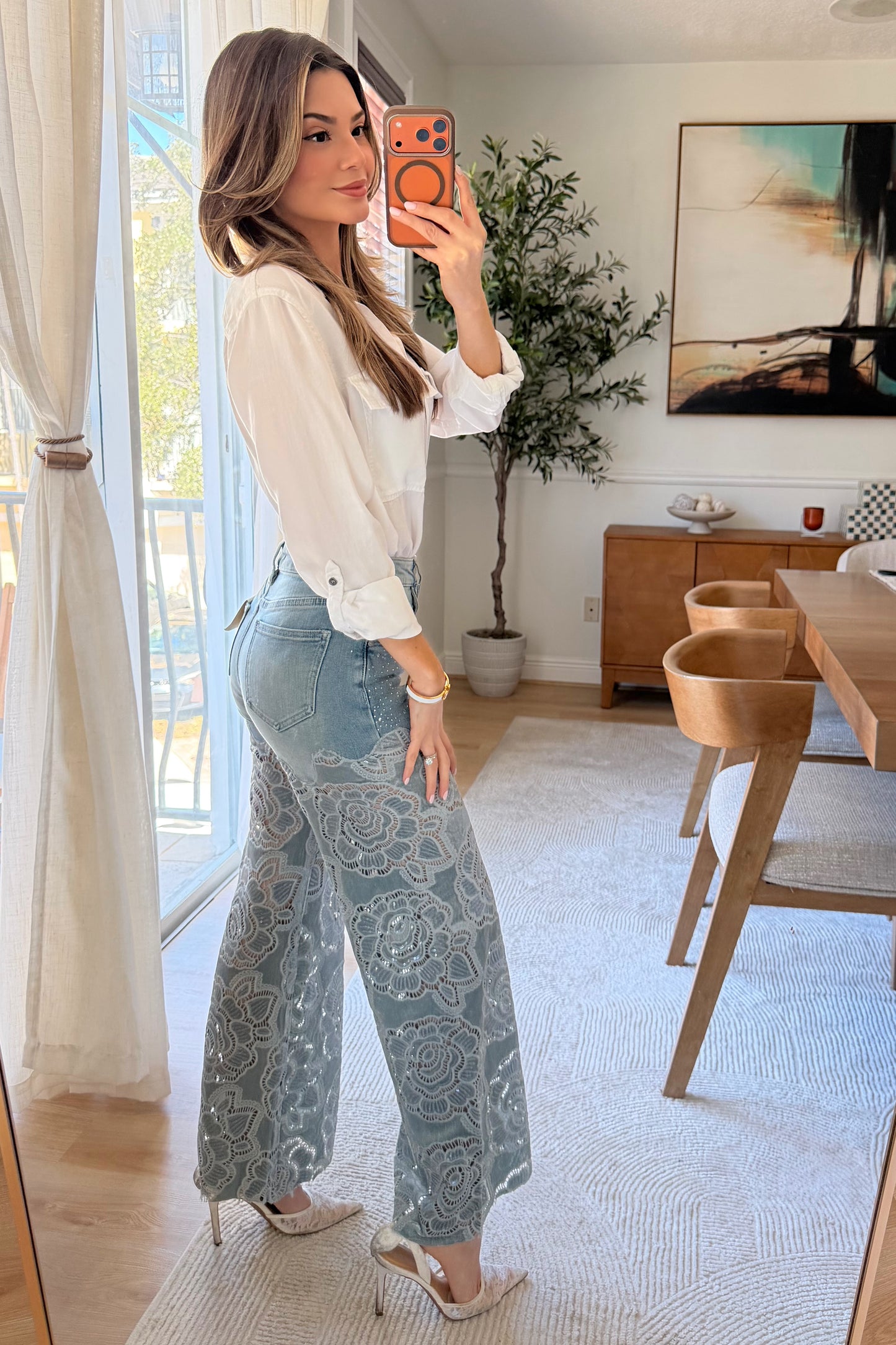 Gigi Rose lace jeans