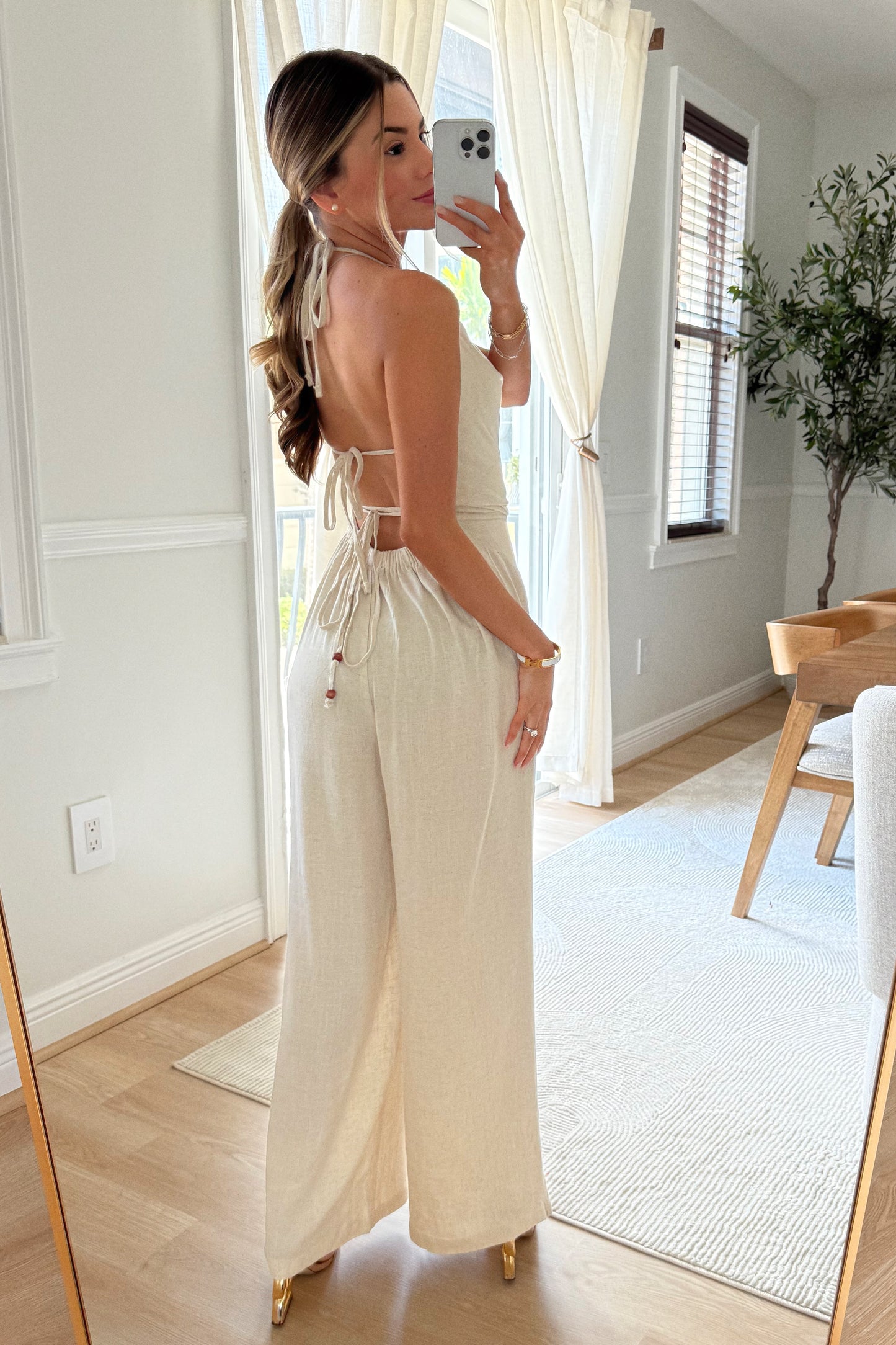 Michelle Linen Tie jumpsuit - Restock