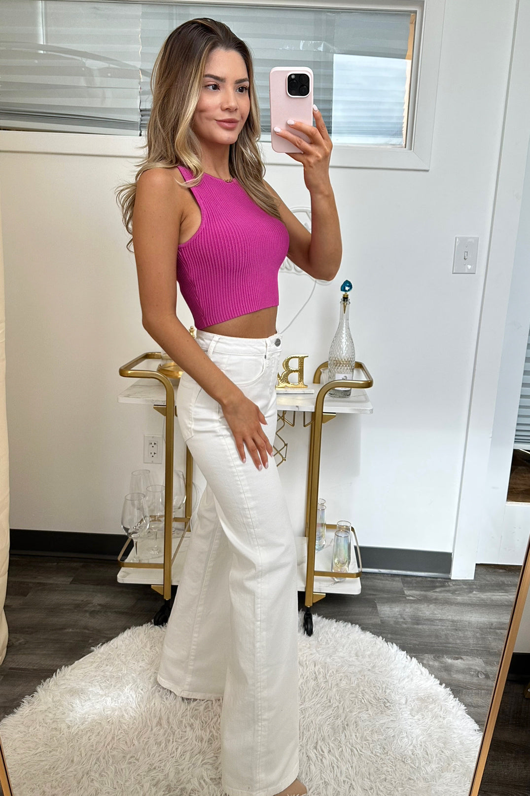 April Ribbed crop -Magenta