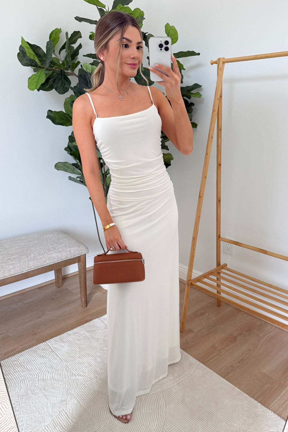 Alessandra white maxi dress, a rehearsal dinner dress for brides from Ania Boutique