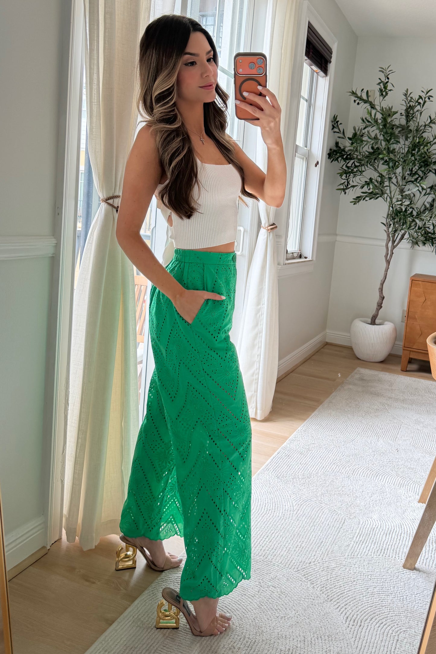 Milos Eyelet trousers