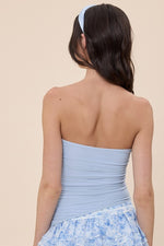 Lauren Ruched strapless top up - Blue