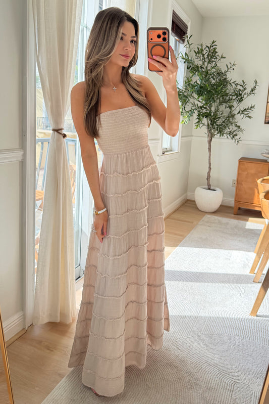 Clara Smocked maxi - Beige