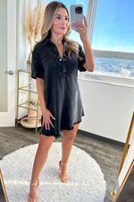 McKenzie Denim dress- Black (Restock)