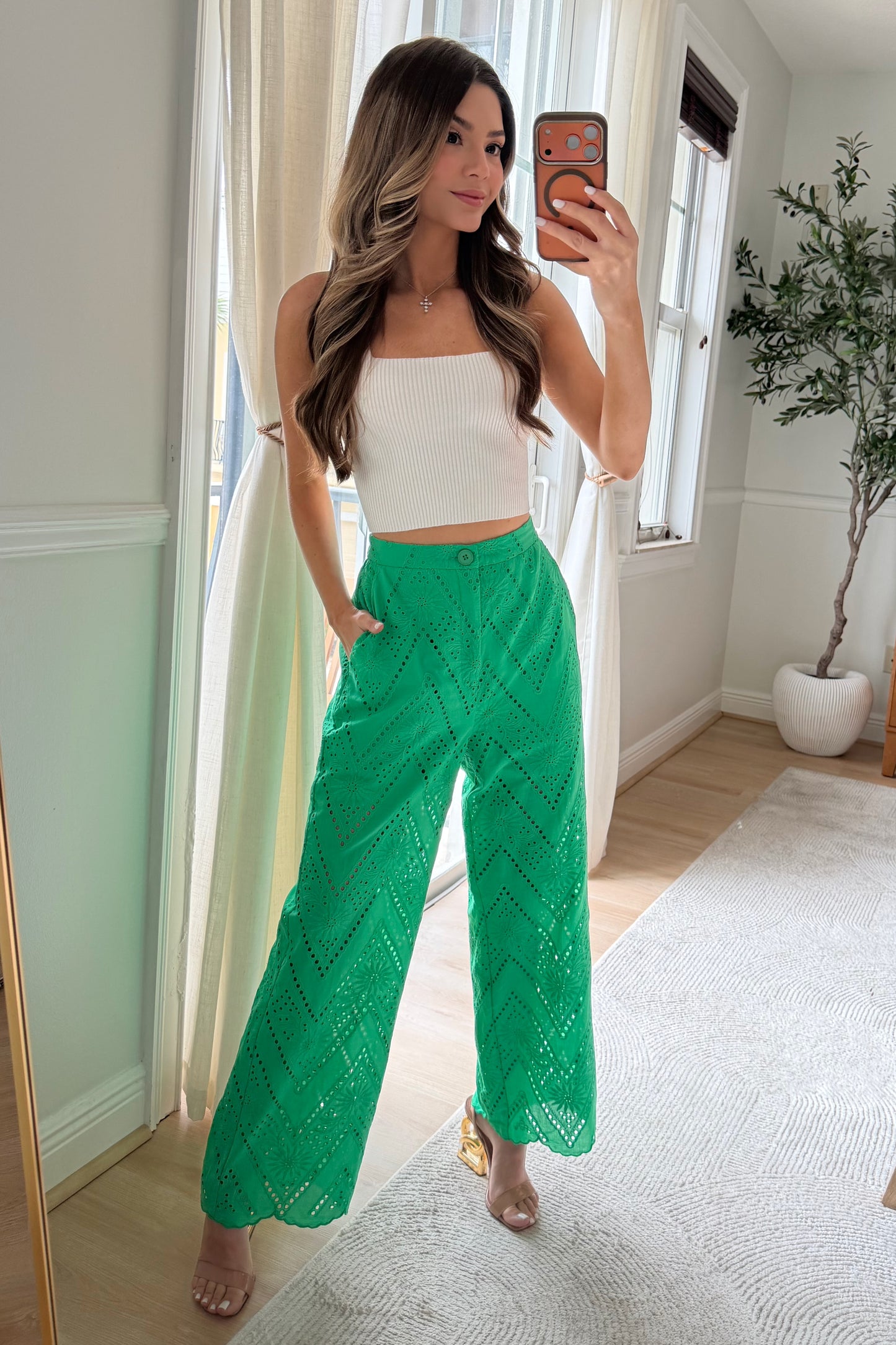 Milos Eyelet trousers
