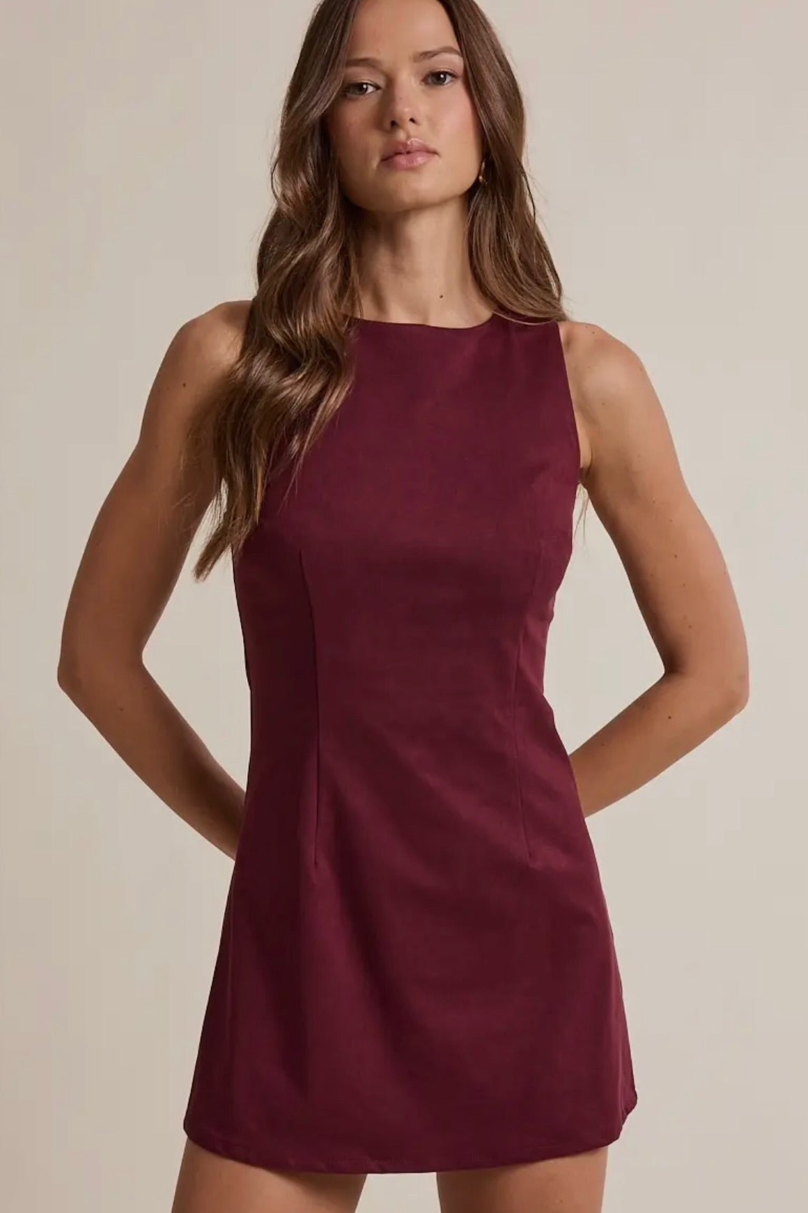 Merlot Suede dress with shorts