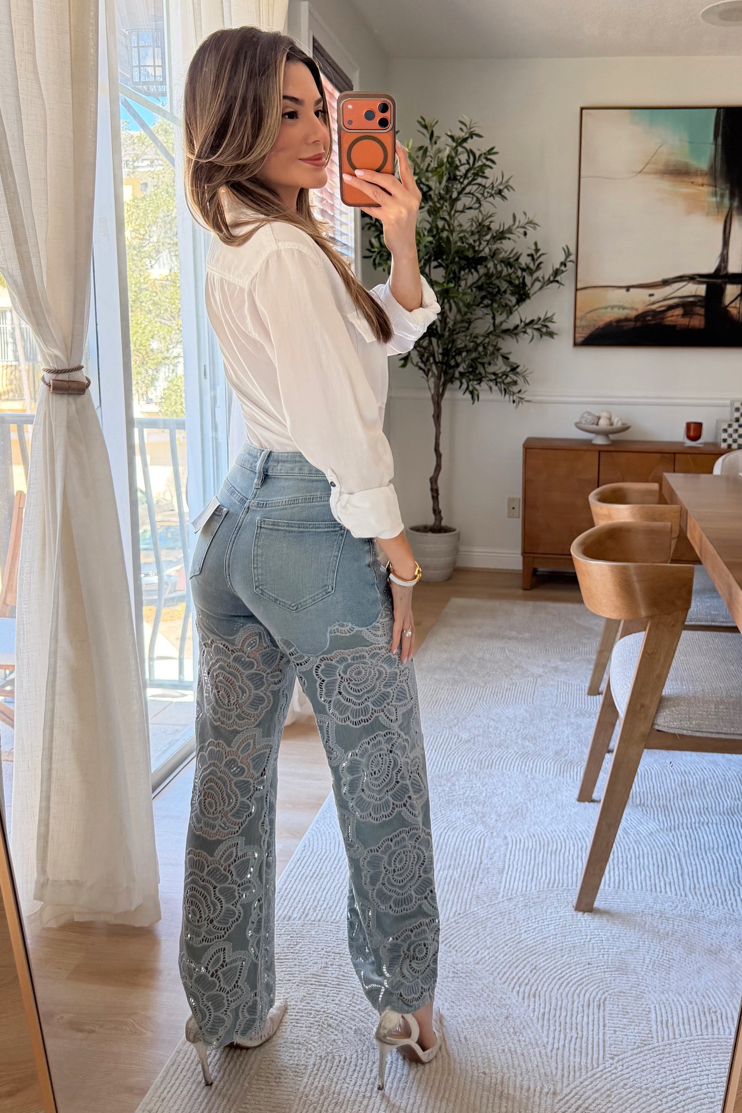 Gigi Rose lace jeans