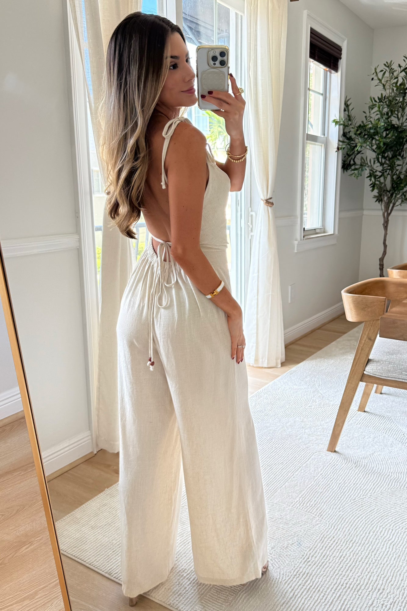 Michelle Linen Tie jumpsuit - Restock