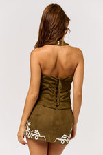 Kenzie Suede Top with lace back