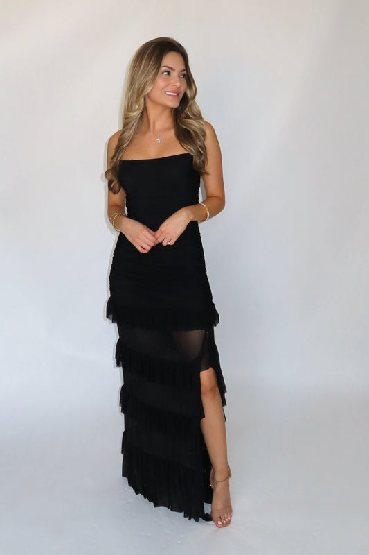 Camila Ruched gown - Black