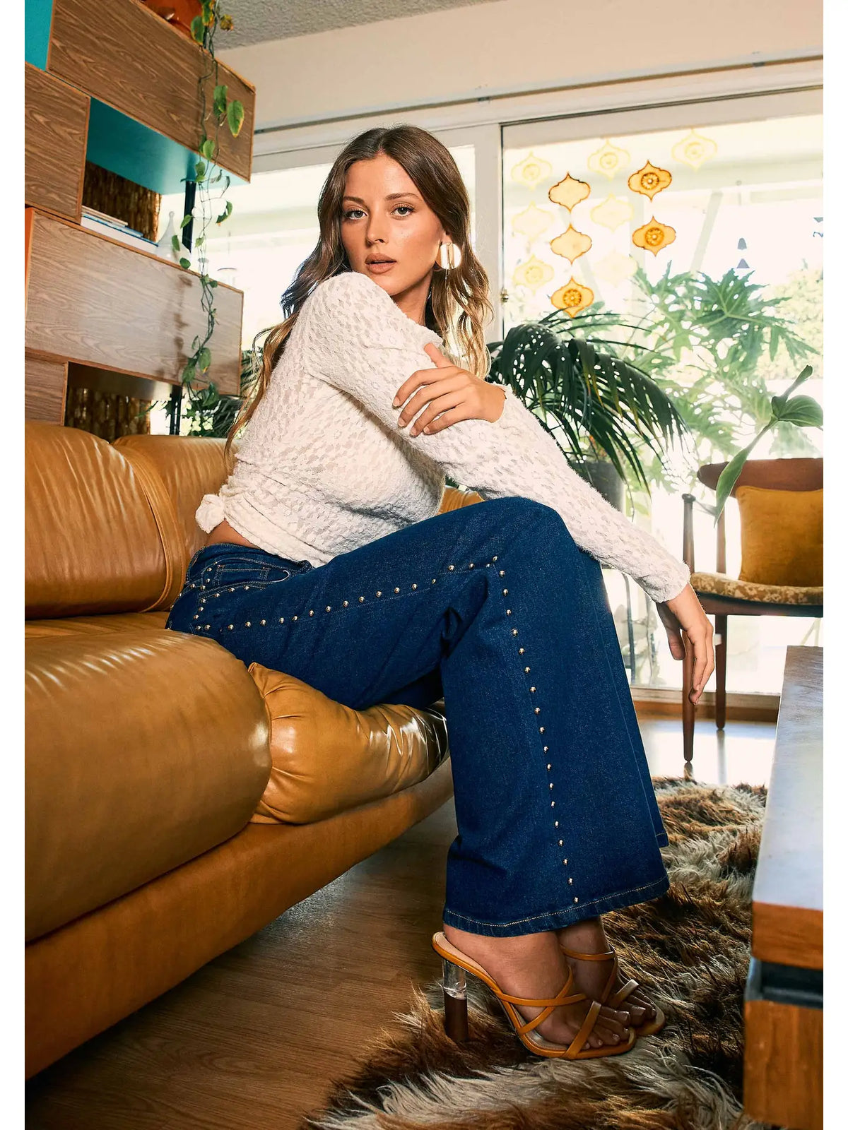 Noelle Studed denim