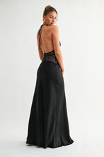 Sofia Noir Satin Gown