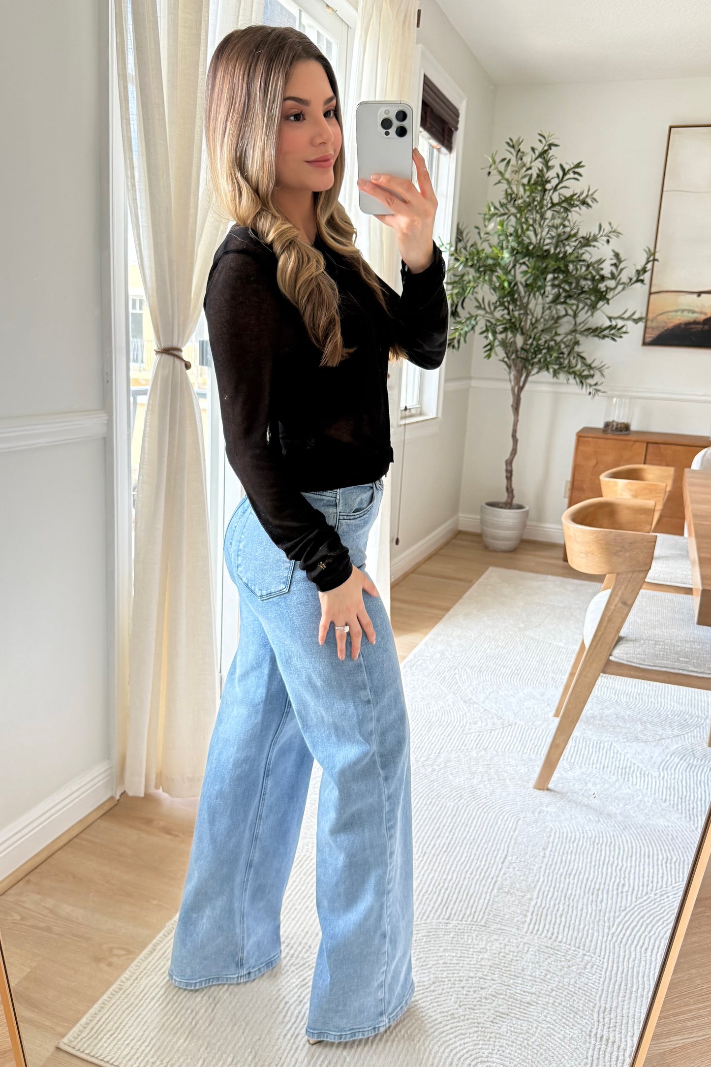 Alexa Color-block Sheer cardigan -Restock