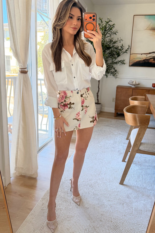 Charlotte Floral Denim skirt