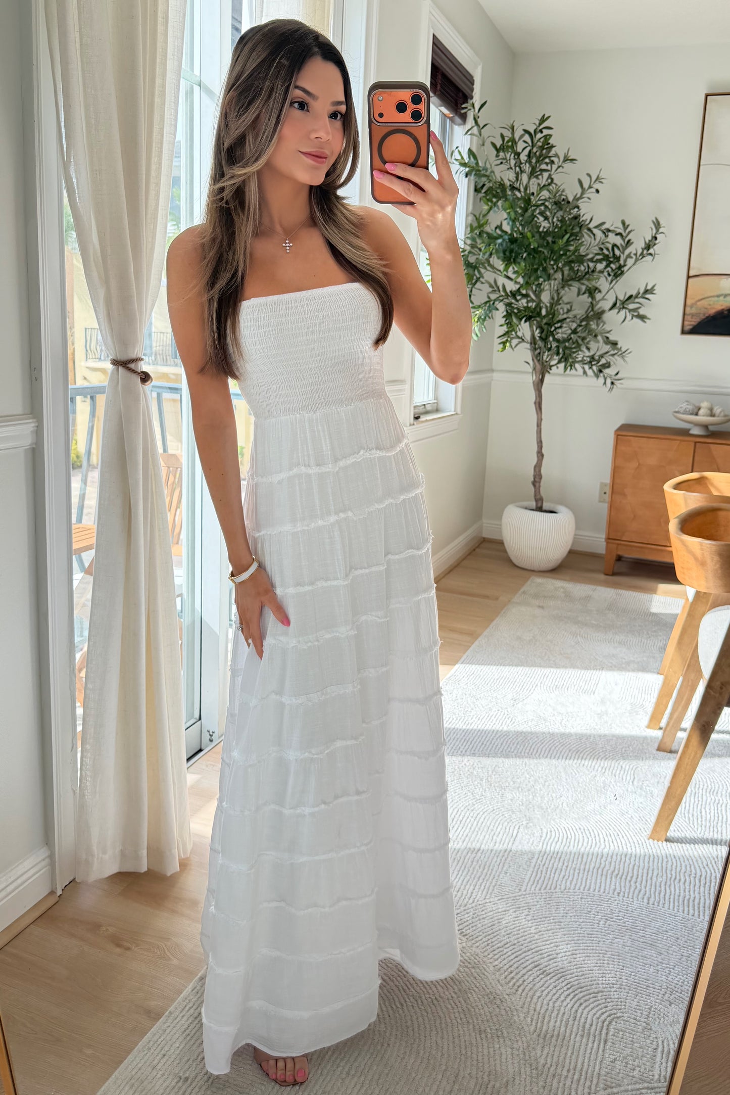 Clara Smocked maxi - White