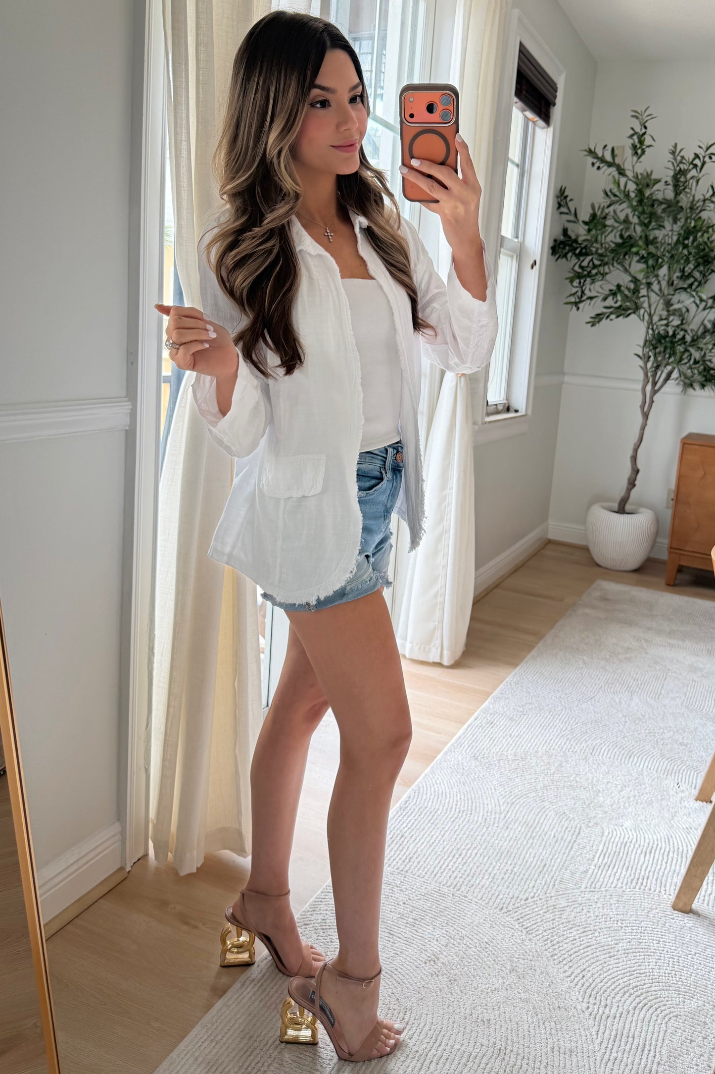 Eliza Frayed Light blazer -Restock