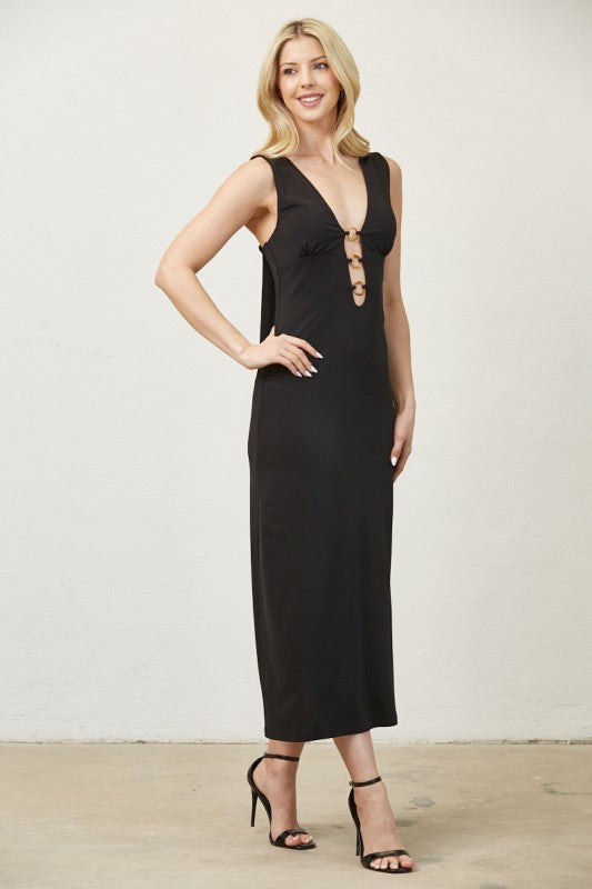 black maxi dress boutique Monni Black Maxi Dress