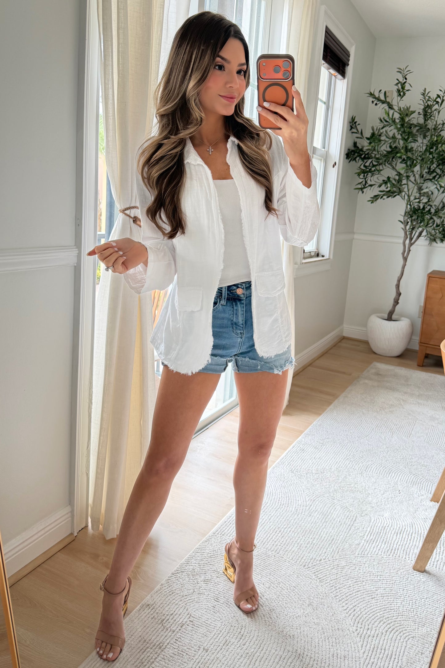 Eliza Frayed Light blazer -Restock