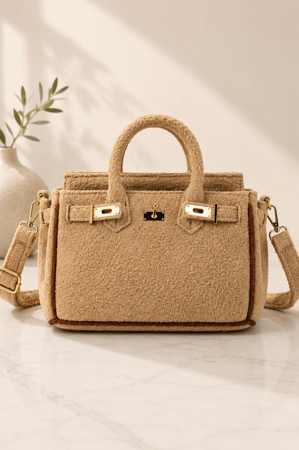 SOCIAL SUNDAZE TERRYCLOTH TOTE CAPPUCCINO SMALL